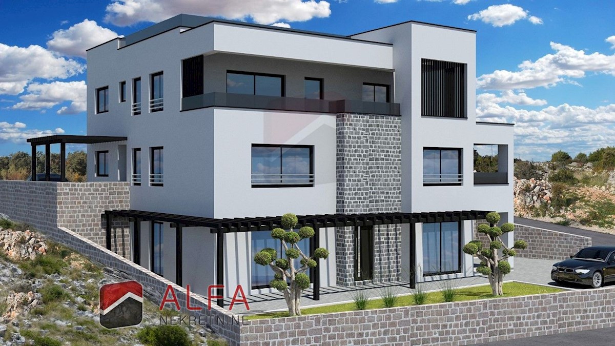 Vodice, novogradnja, prodaje se stan, 3 spavaće sobe, panoramski pogled na more 