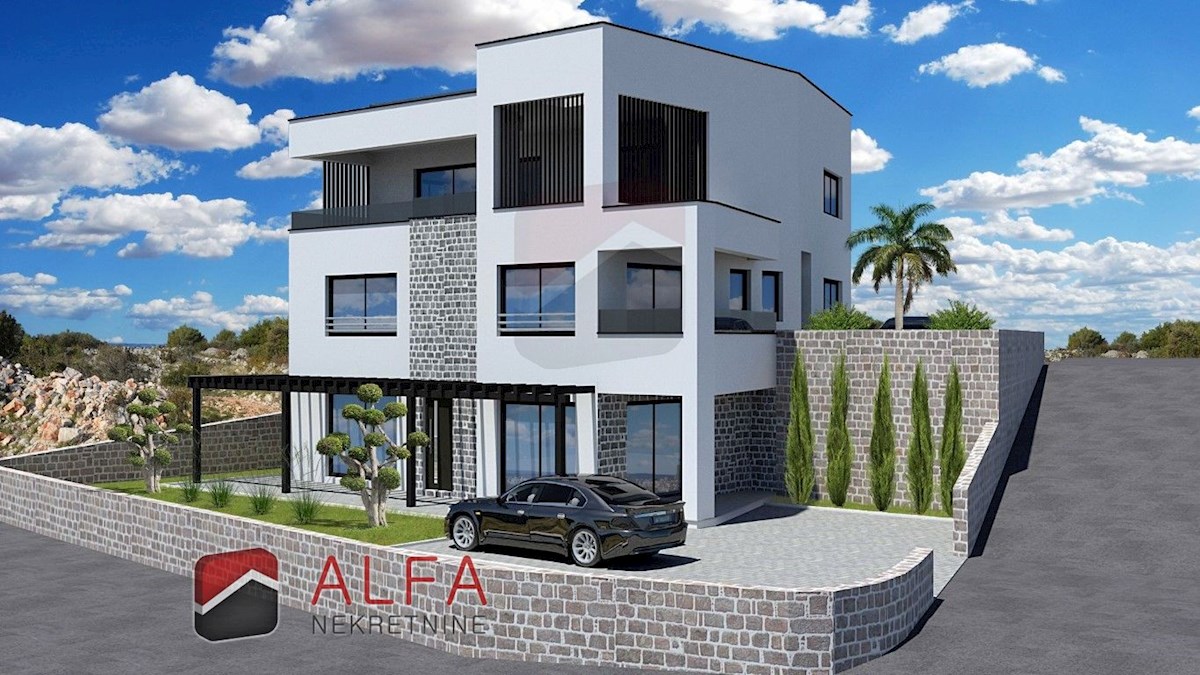 Hrvaška, Vodice, novogradnja, prodamo komforten apartma, vrt, pogled na morje