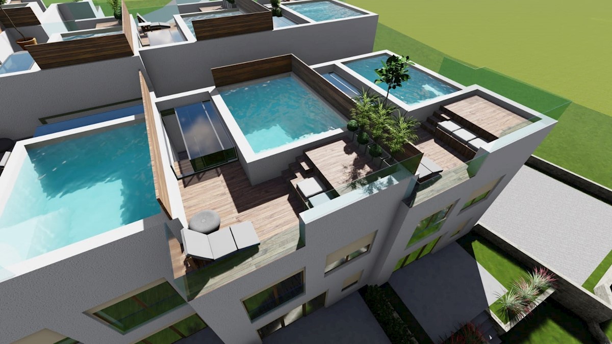 Vodice, novogradnja, stan s krovnim bazenom