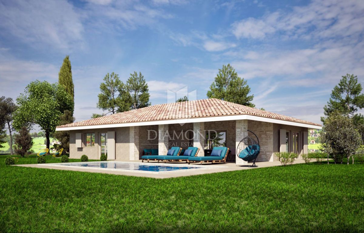 Poreč, okolica, impozantna niskoenergetska prizemnica sa pogledom na more!