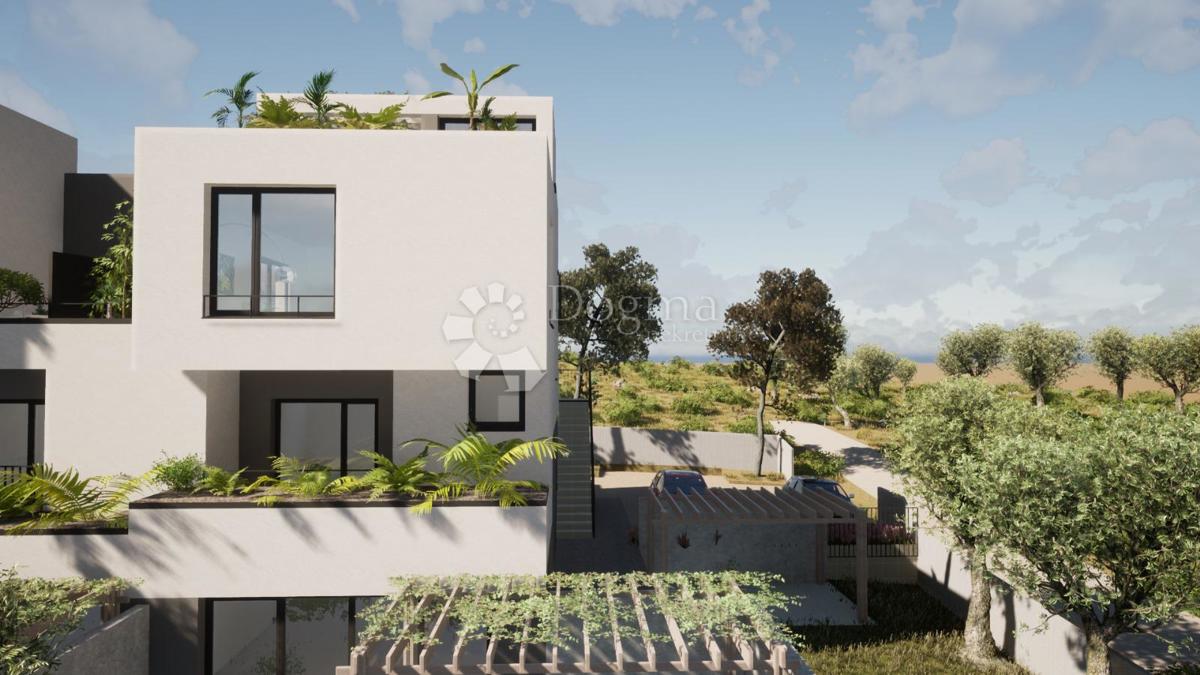 VODICE - S4 DVOETAŽNI PENTHOUSE NA 1. I 2. KATU S VRTOM I KROVNOM TERASOM, 163,21 m2 NETTO