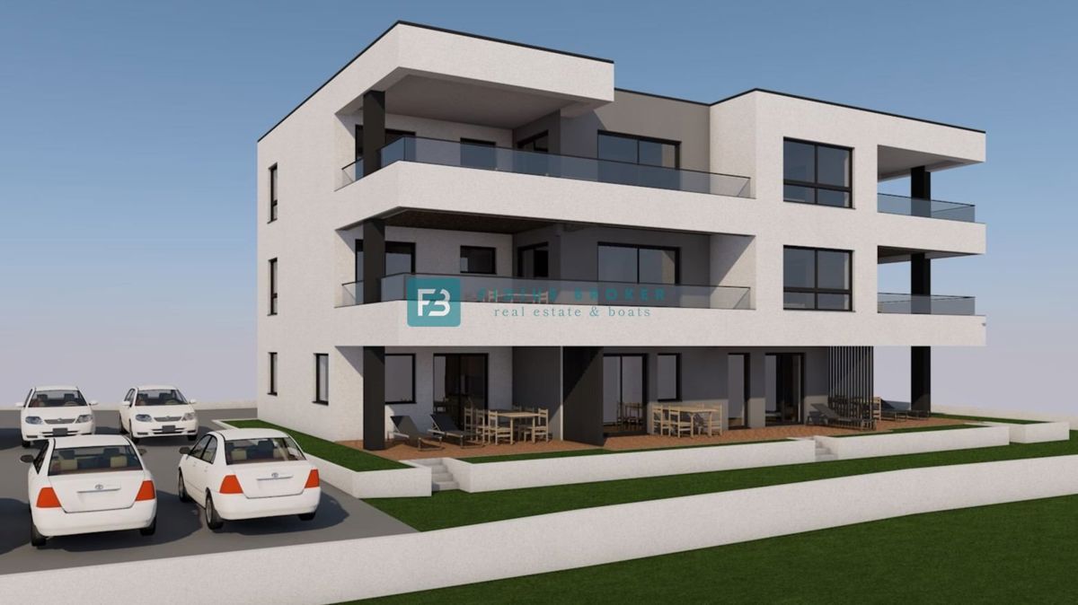 VODICE, novogradnja, prizemlje, vrt 130 m2, mirna lokacija, S1