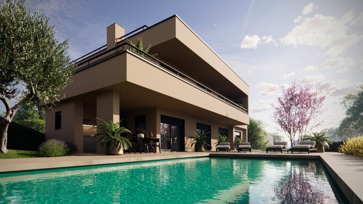 Bei Poreč,Villa mit Pool und Meerblick