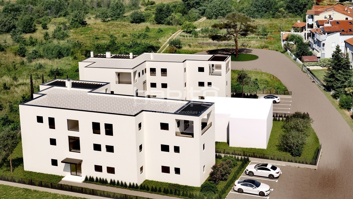Porec, im Bau befindliche Wohnung von 99 m2 mit einem Garten von 84 m2, 1500 m vom Meer entfernt