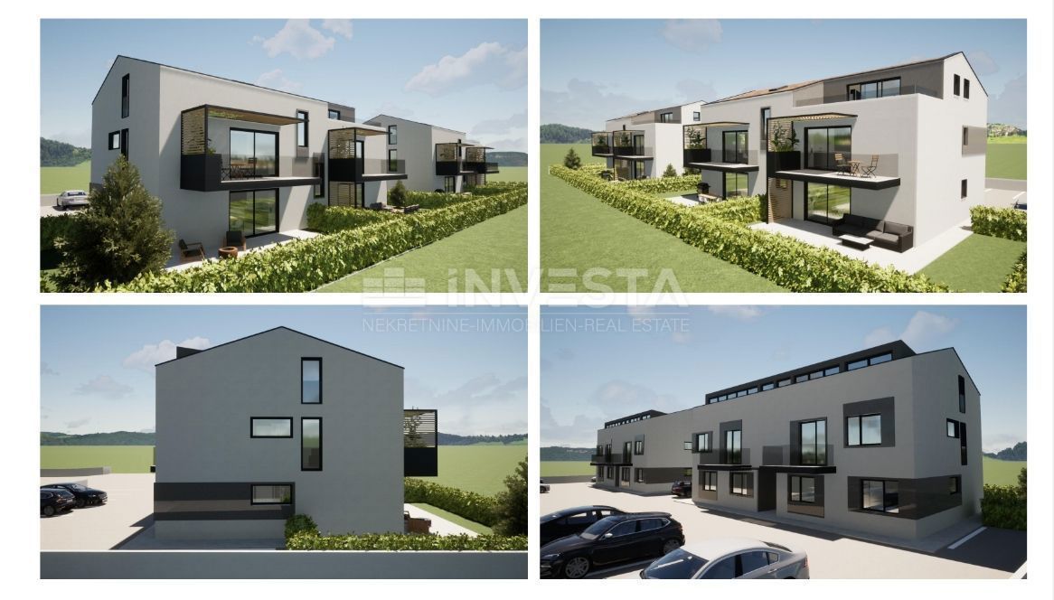 Poreč area, spacious apartment on the ground floor of a new building with a garden