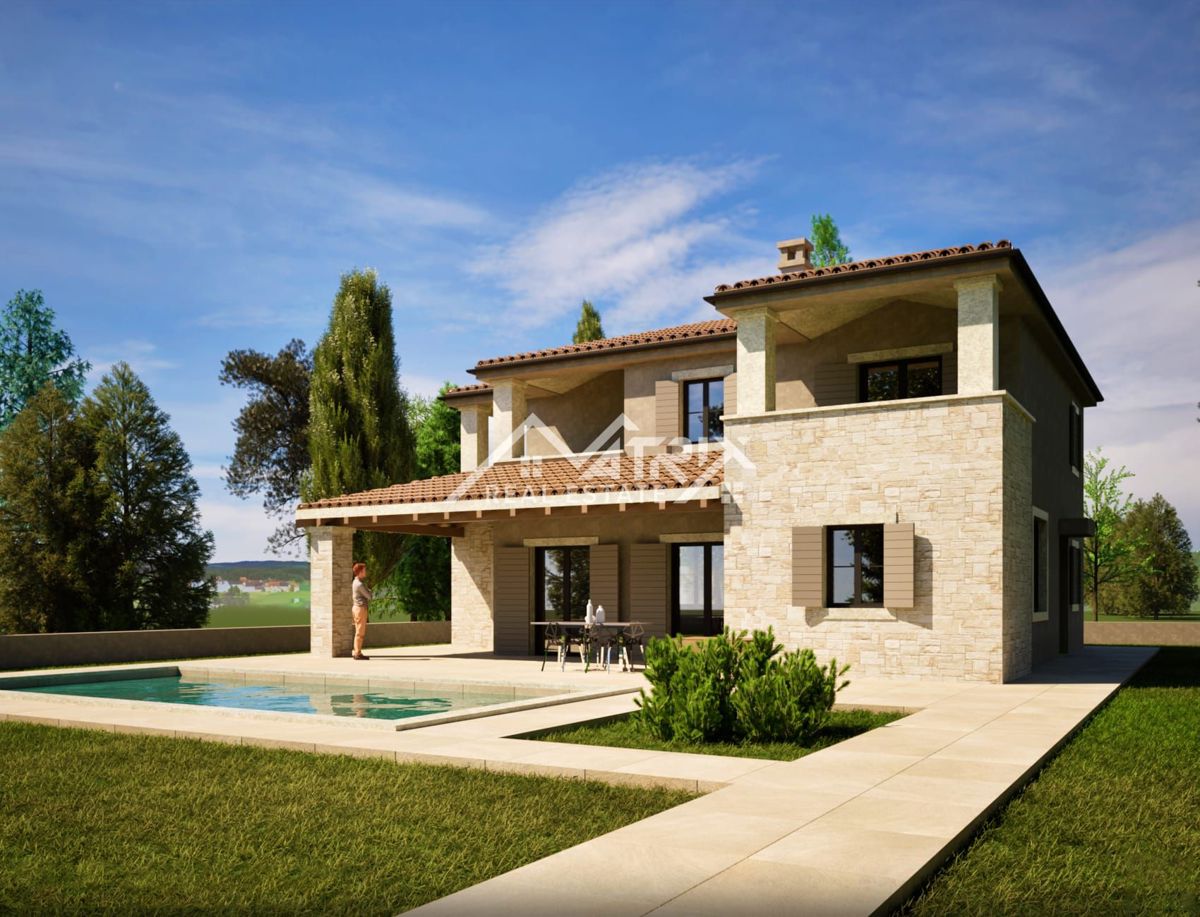 Poreč okolica nova rustikalna vila z pogledom 