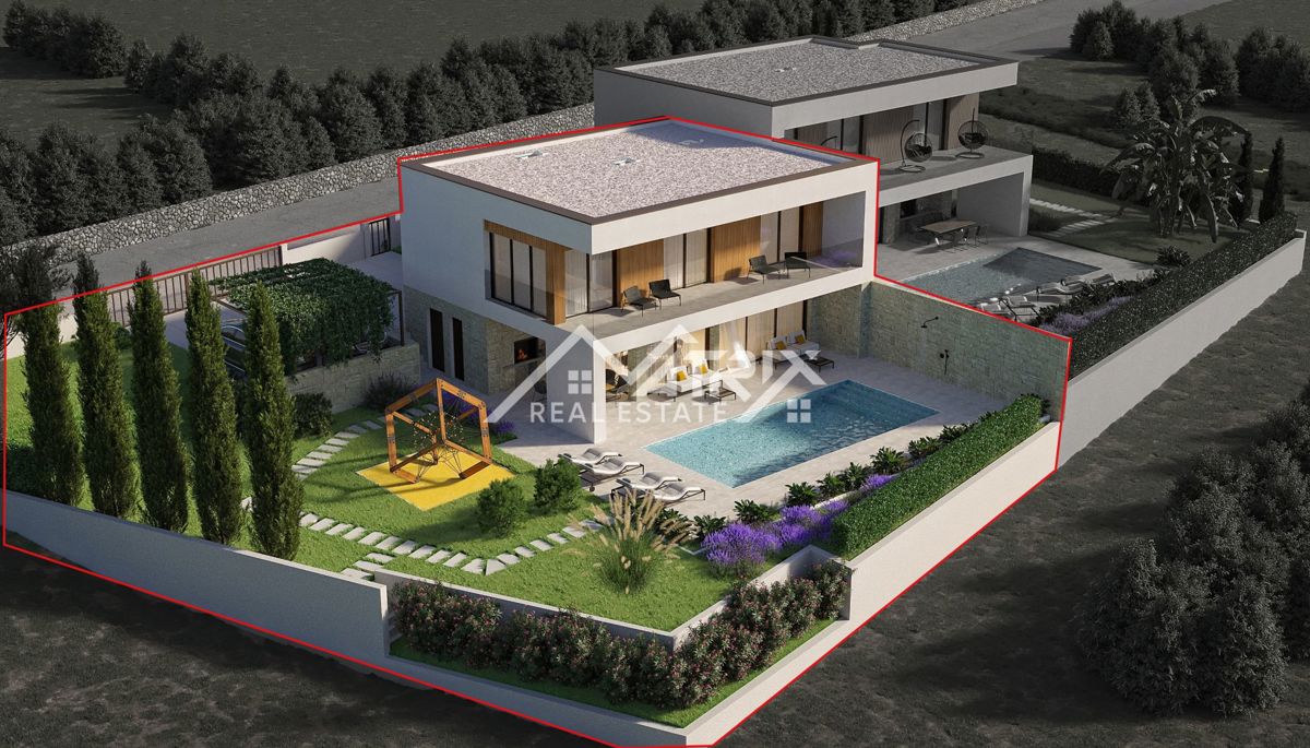 Poreč okolica, luksuzna kuća s bazenom i pogledom na more