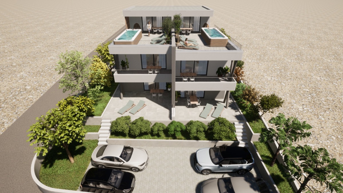 Vodice -**NOVOGRADNJA** S4 stan s krovnom terasom ,pogled na more