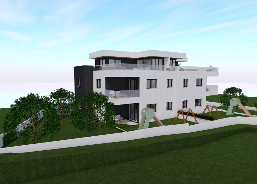 Dvoetažni stan s krovnom terasom u novogradnji, Vodice, 128 m2