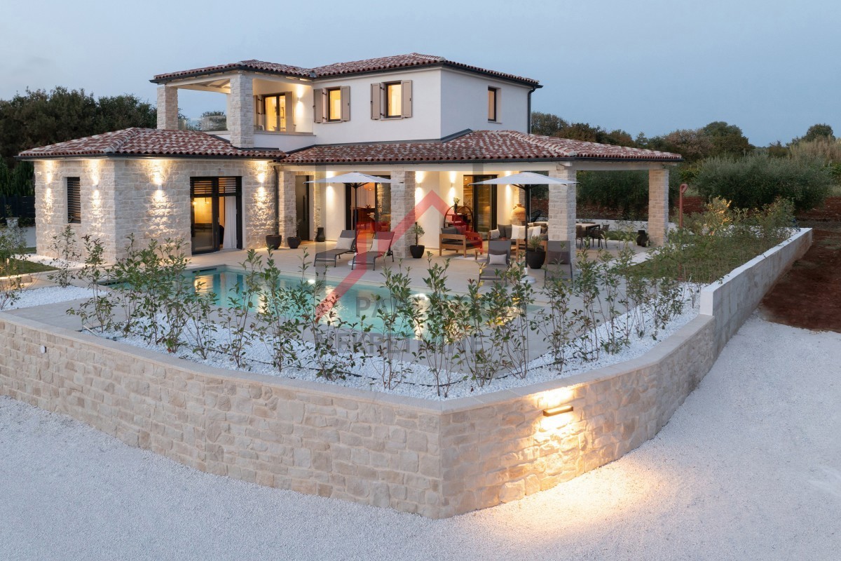 Poreč, okolica, predivno uređena rustikalna vila s pogledom na more i maslinike!