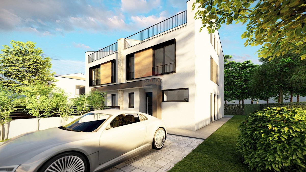 Poreč, okolica, moderna kuća u izgradnji sa pogledom na more