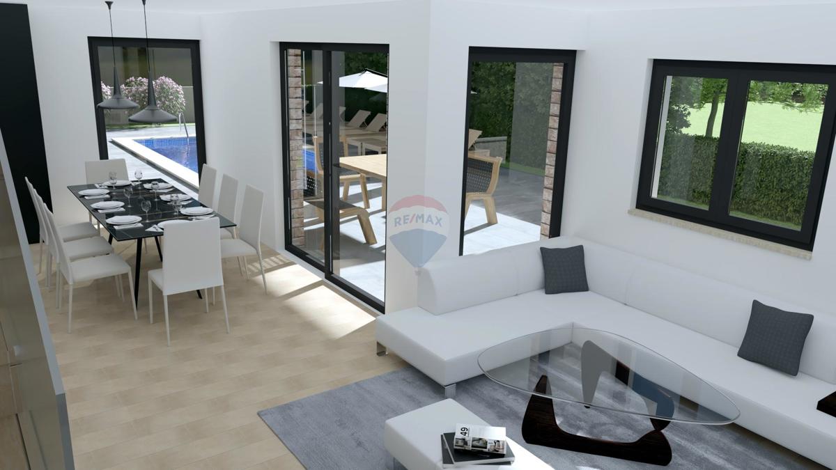 Poreč, okolica, dvojnica u izgradnji sa pogledom na more 