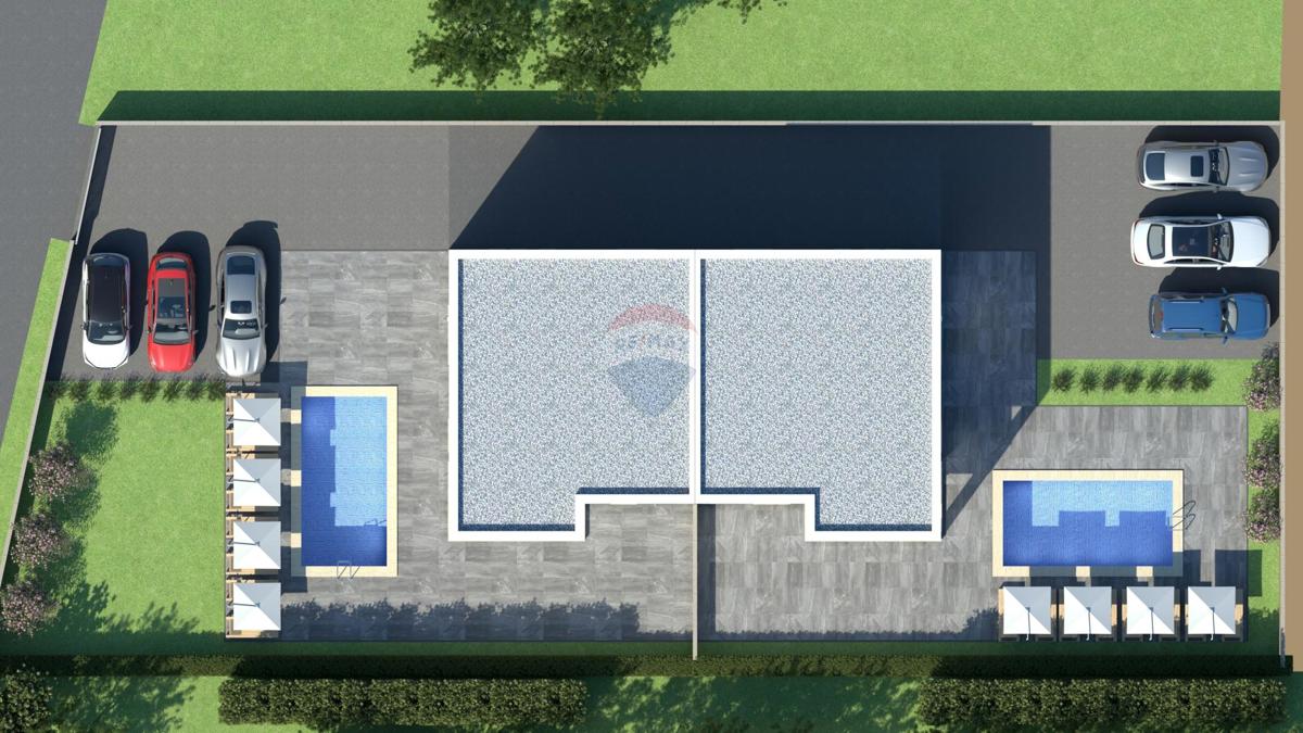 Poreč, okolica, dvojnica u izgradnji sa pogledom na more i prirodu