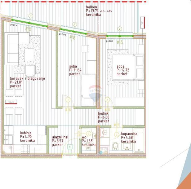 Wohnung Poreč, 80,61m2