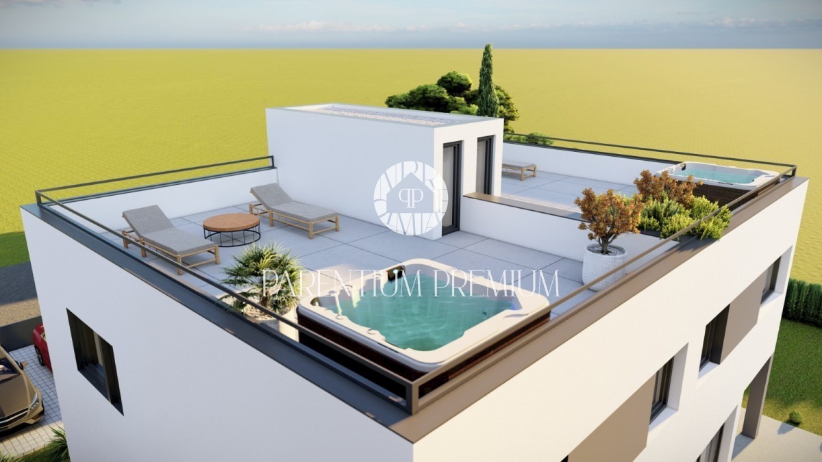 Nova dvojna kuća sa krovnom terasom i očaravajućim pogledom na more