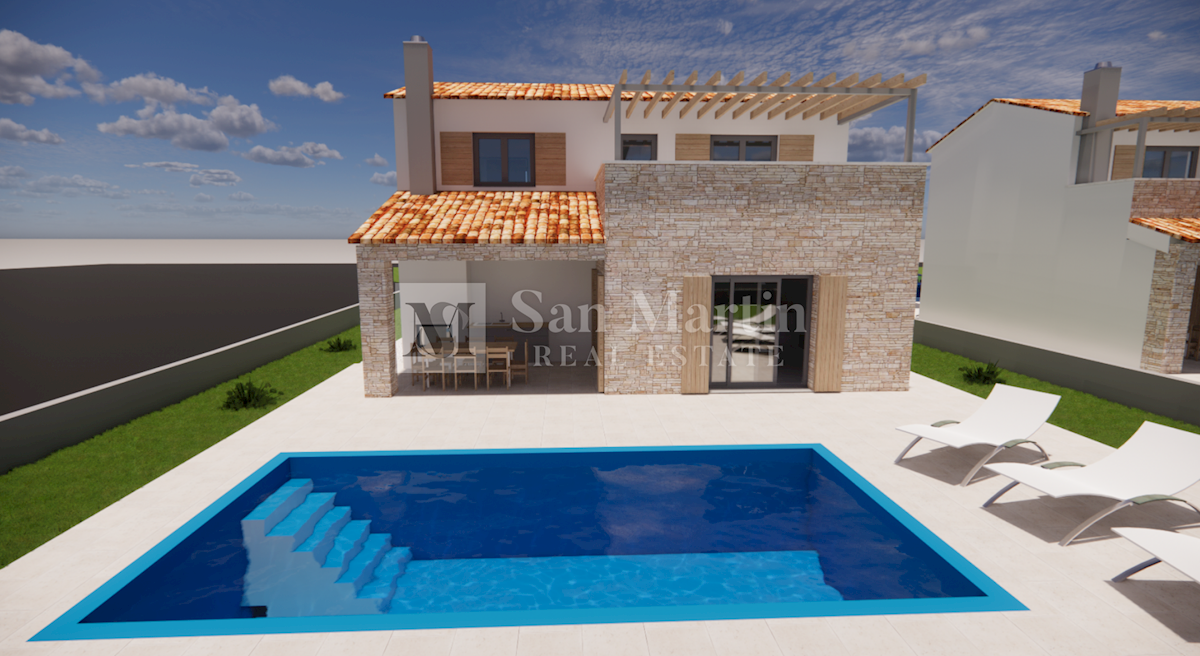 Poreč, okolica - moderna kuća s bazenom u izgradnji 