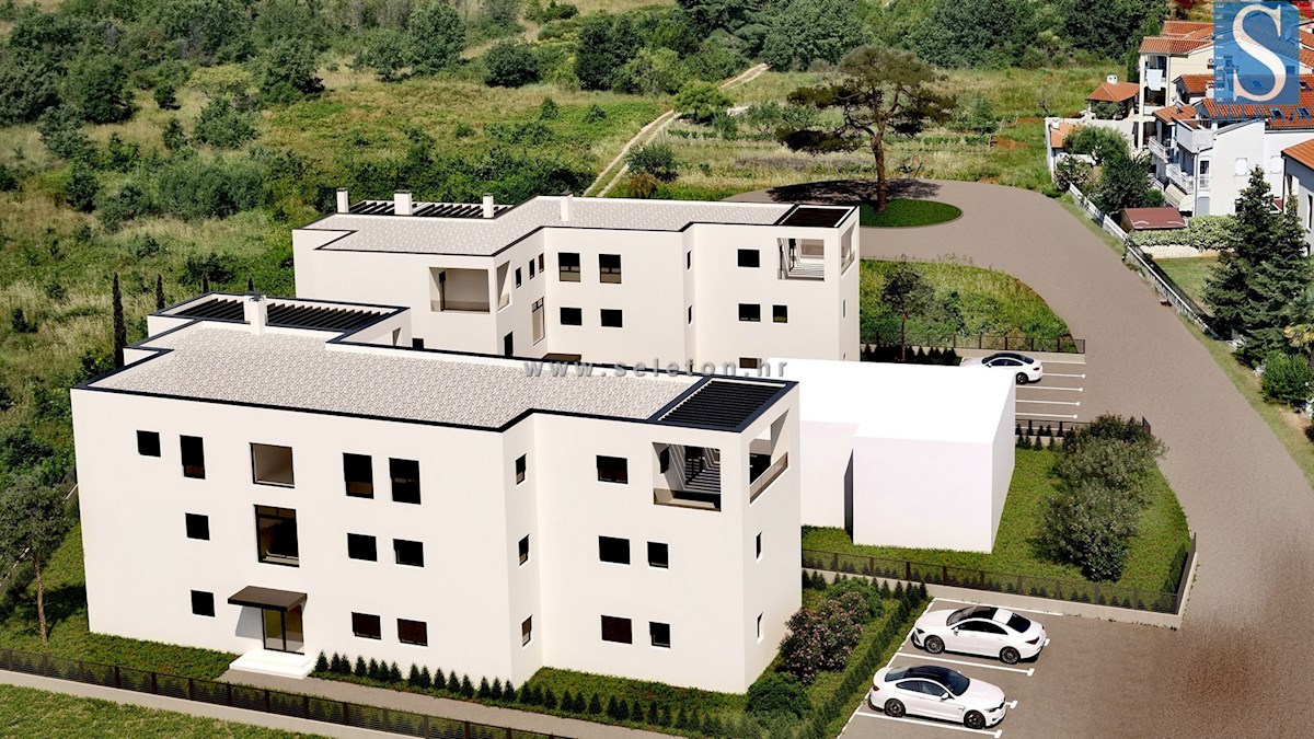 Poreč, an apartment under construction of 85 m2 with a private garden of 147 m2,approx. 800 m from the sea (airline)