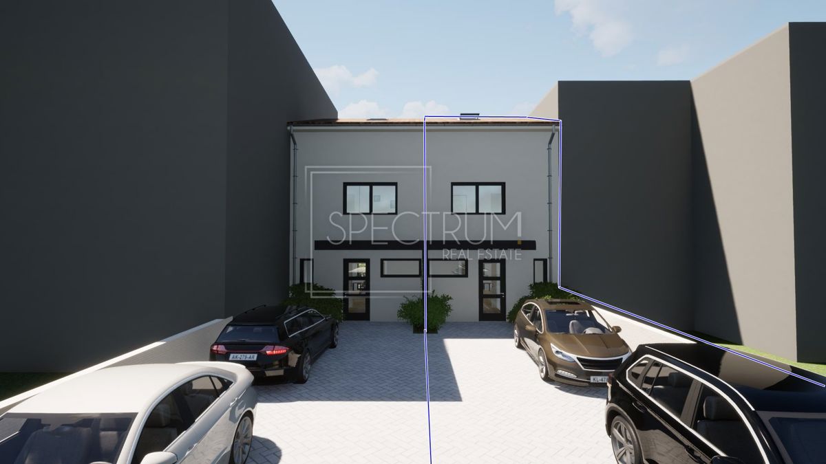 Poreč okolica, novogradnja, kuća u nizu sa pogledom na more